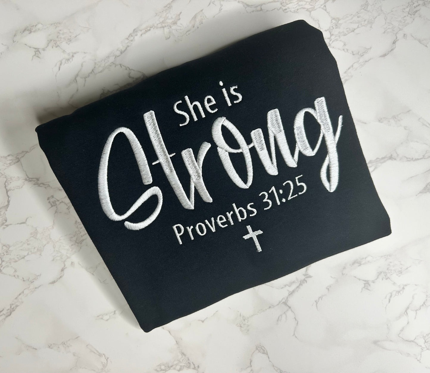 She Is Strong Embroidered Sweatshirt